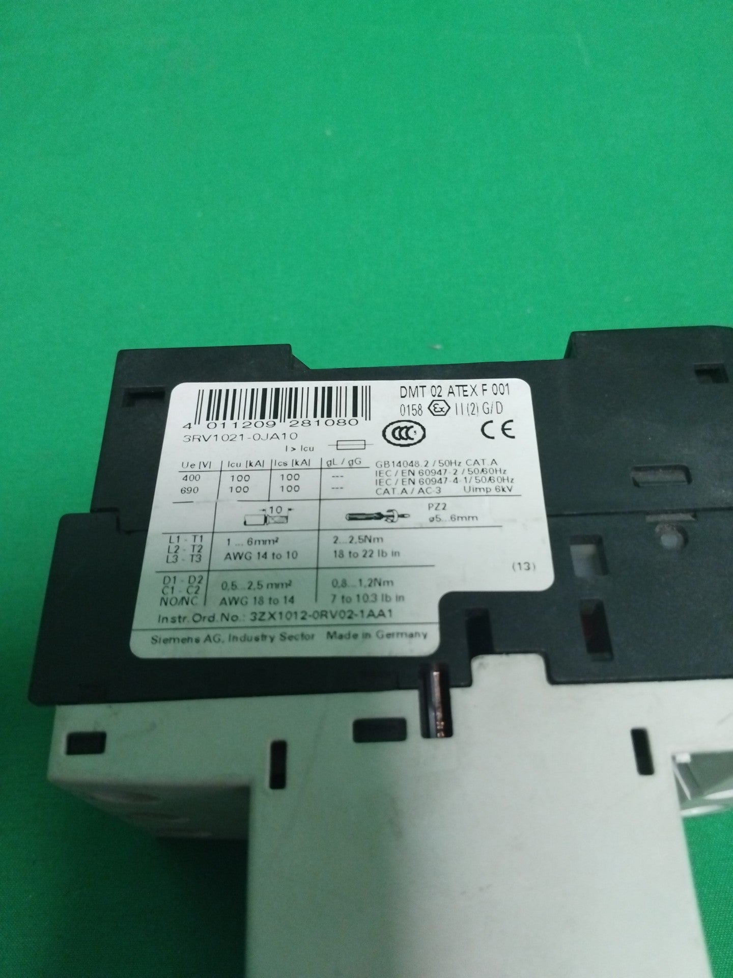 SIEMENS 3RV1021-0JA10 3RV10210JA10 DISJONCTEUR