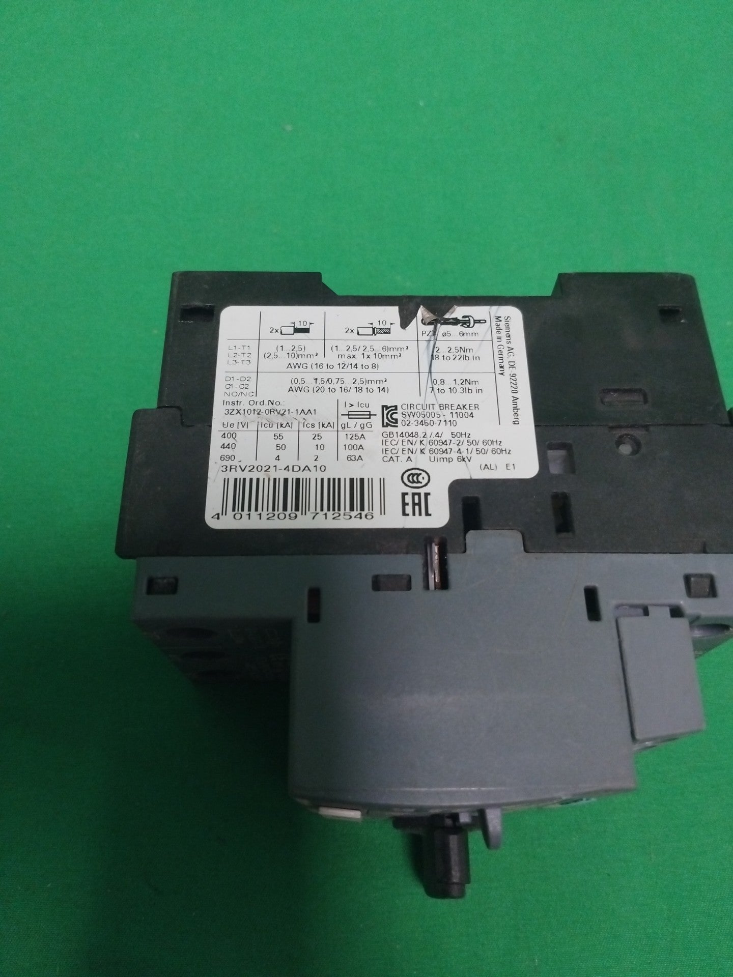 SIEMENS 3RV2021-4DA10 3RV20214DA10 DISJONCTEUR
