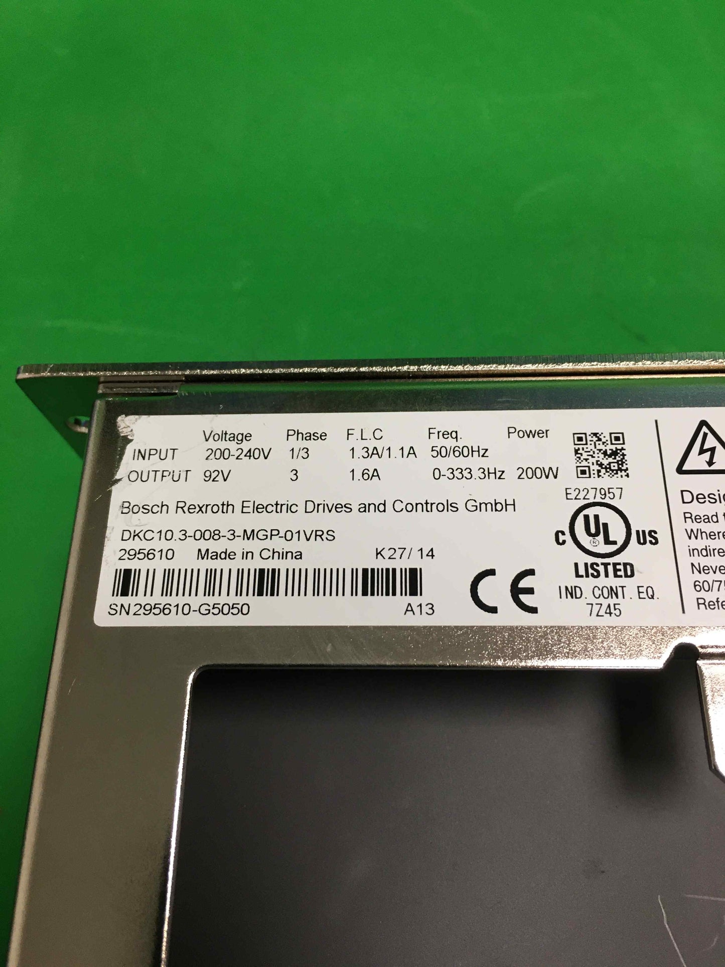 BOSCH REXROTH ELETRIC AND CONTROLS GMBH-DCK10.3-008-3-MGP-01VRS USED/DCK1030083MGP01VRS