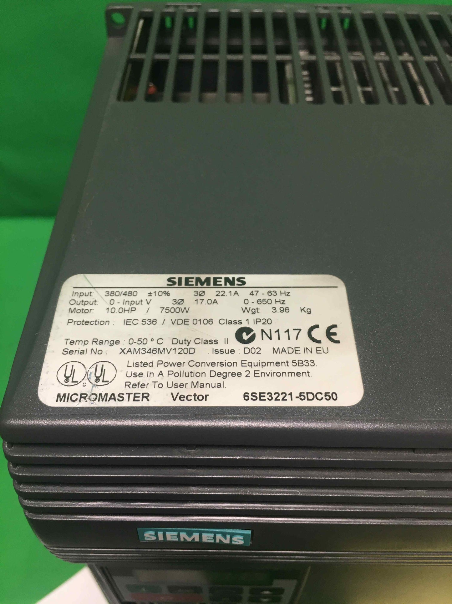 Siemens 6SE3221-5DC50 6SE32215DC50