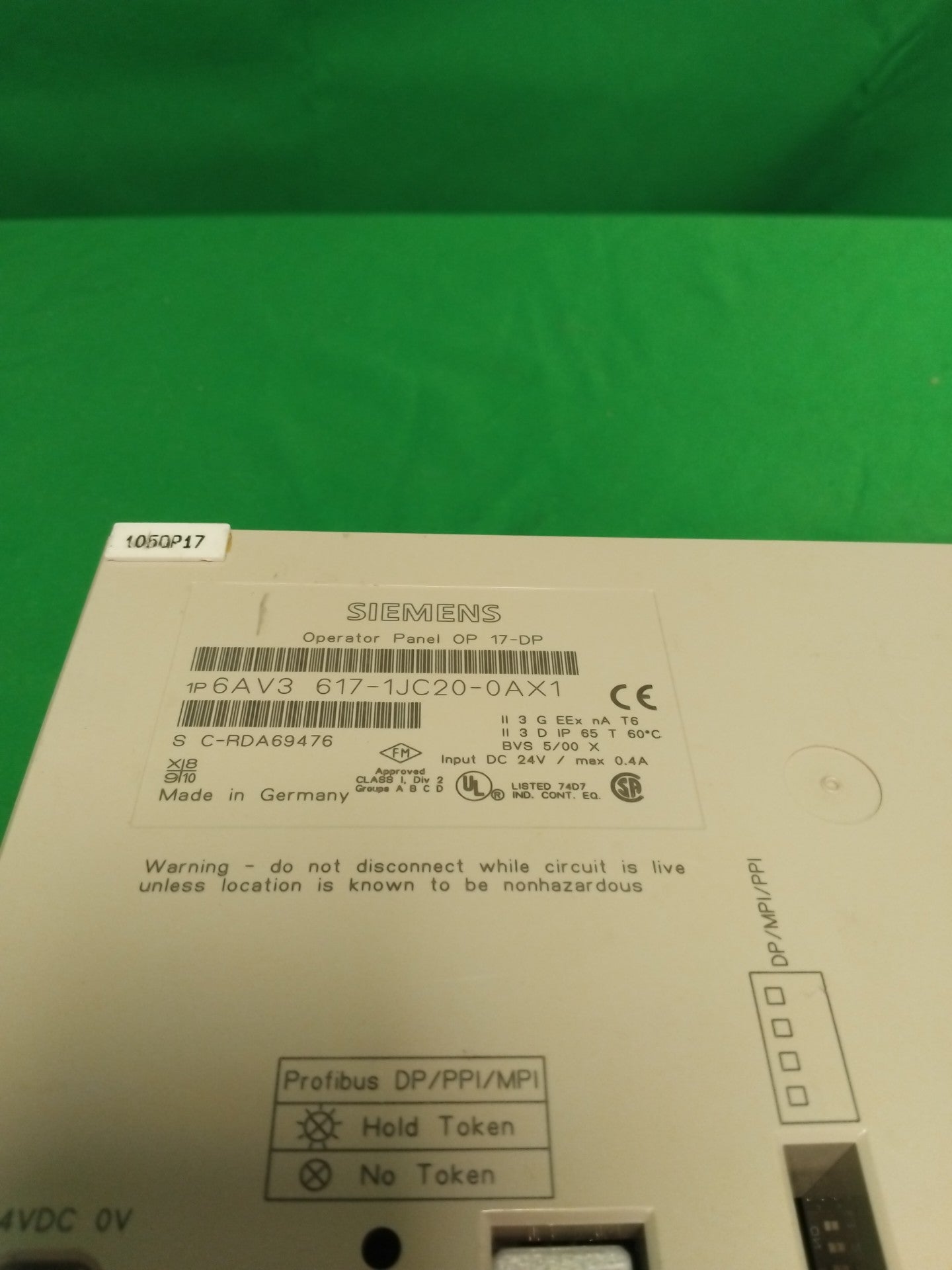 SIEMENS 6AV3 617-1JC20-0AX1 6AV36171JC200AX1 SIMATIC OP17