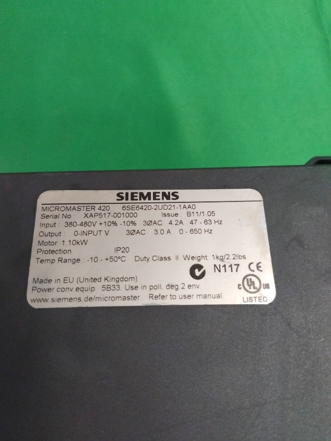 Siemens 6SE6420-2UD21-1AA0 6SE64202UD211AA0