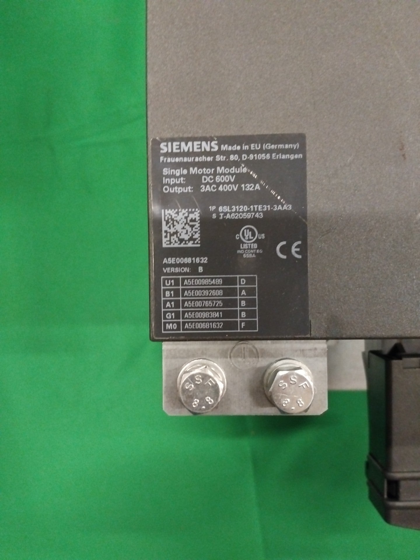 SIEMENS 6 SL3120-1TE31-3AA3 6SL31201TE313AA3 Defective