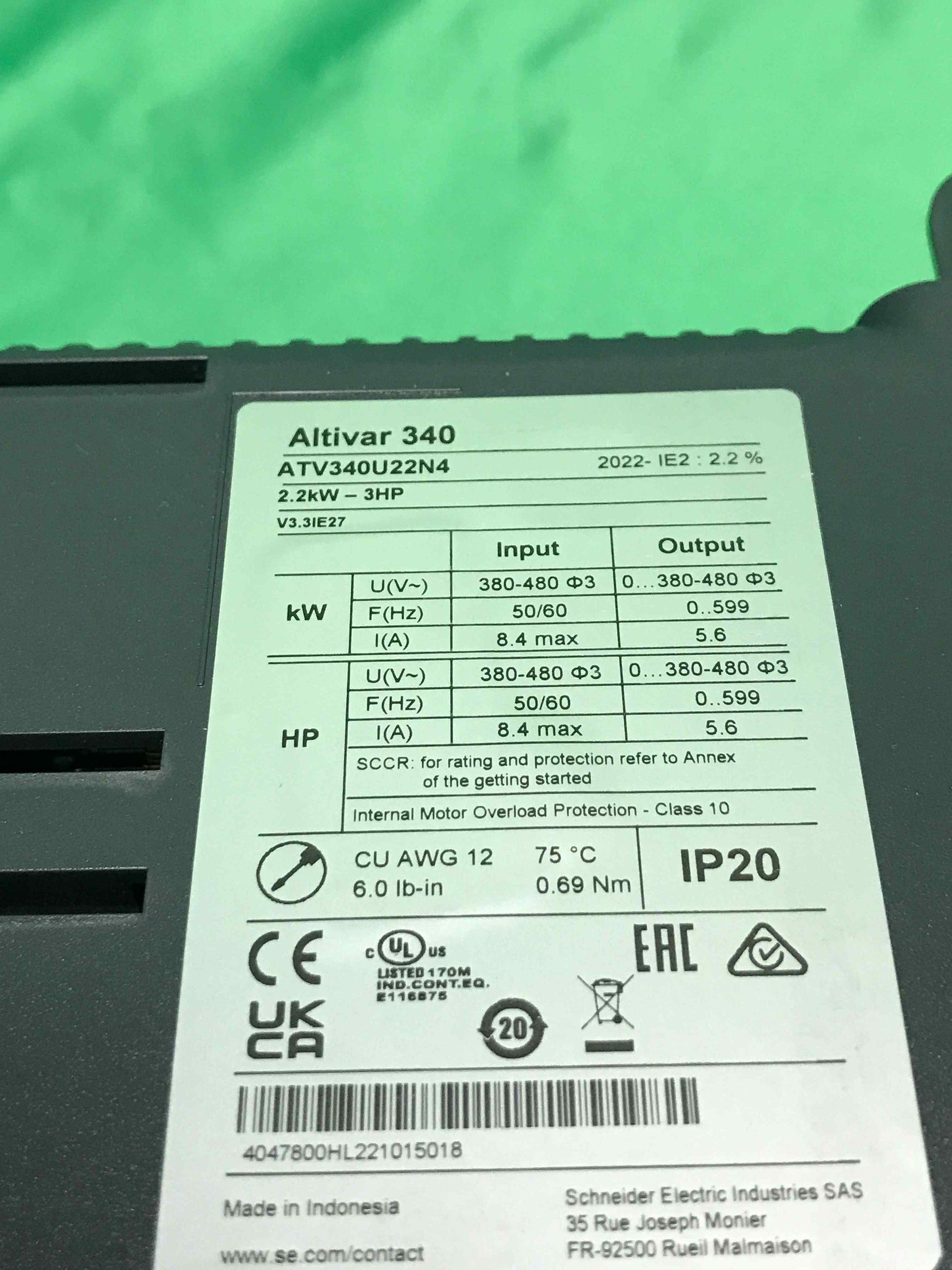 SCHNEIDER ELECTRIC ATV340U22N4 ATV340U22N4 ( 18 months warranty )