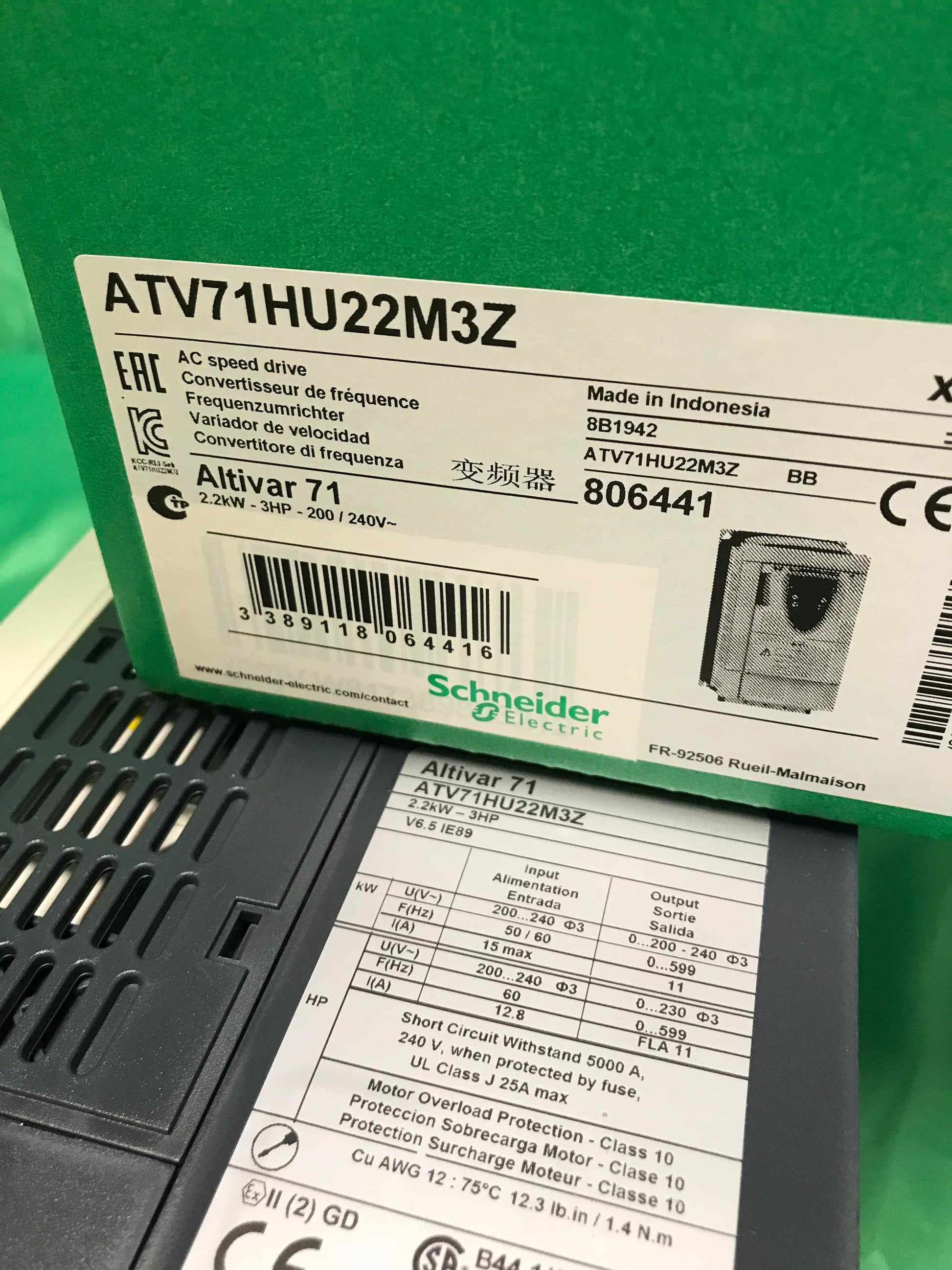 SCHNEIDER ELECTRIC ATV71HU22M3Z ATV71HU22M3Z ( 18 months warranty )