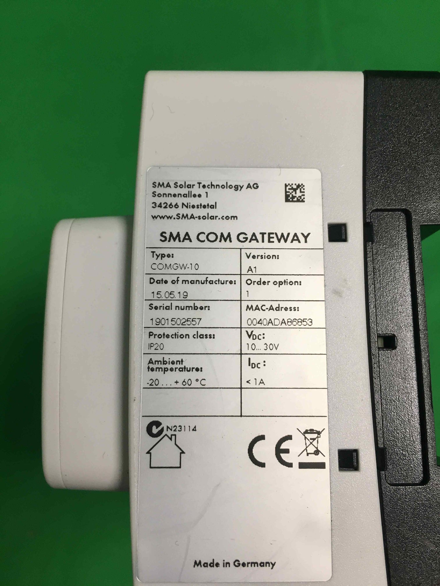 SMA COM GATEWAY COMGW-10 COMGW10 VERSION A1