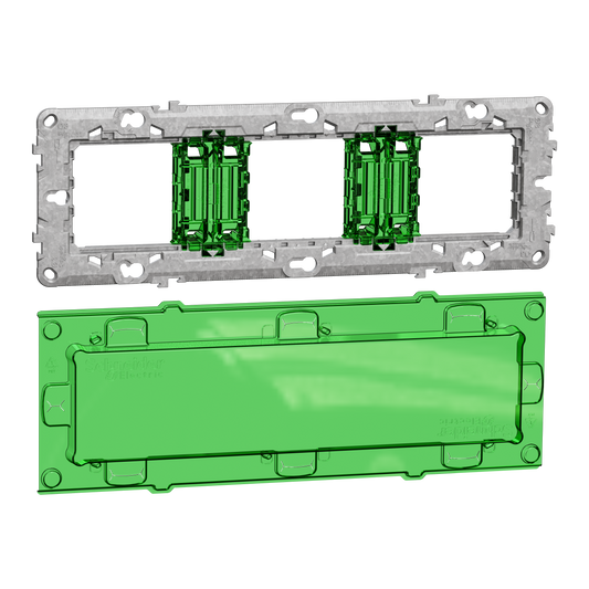Schneider Electric-NU7006CW-Reconditionné - Unica- support fixation 6-8 mod/ 3postes +protect chantier-zamac