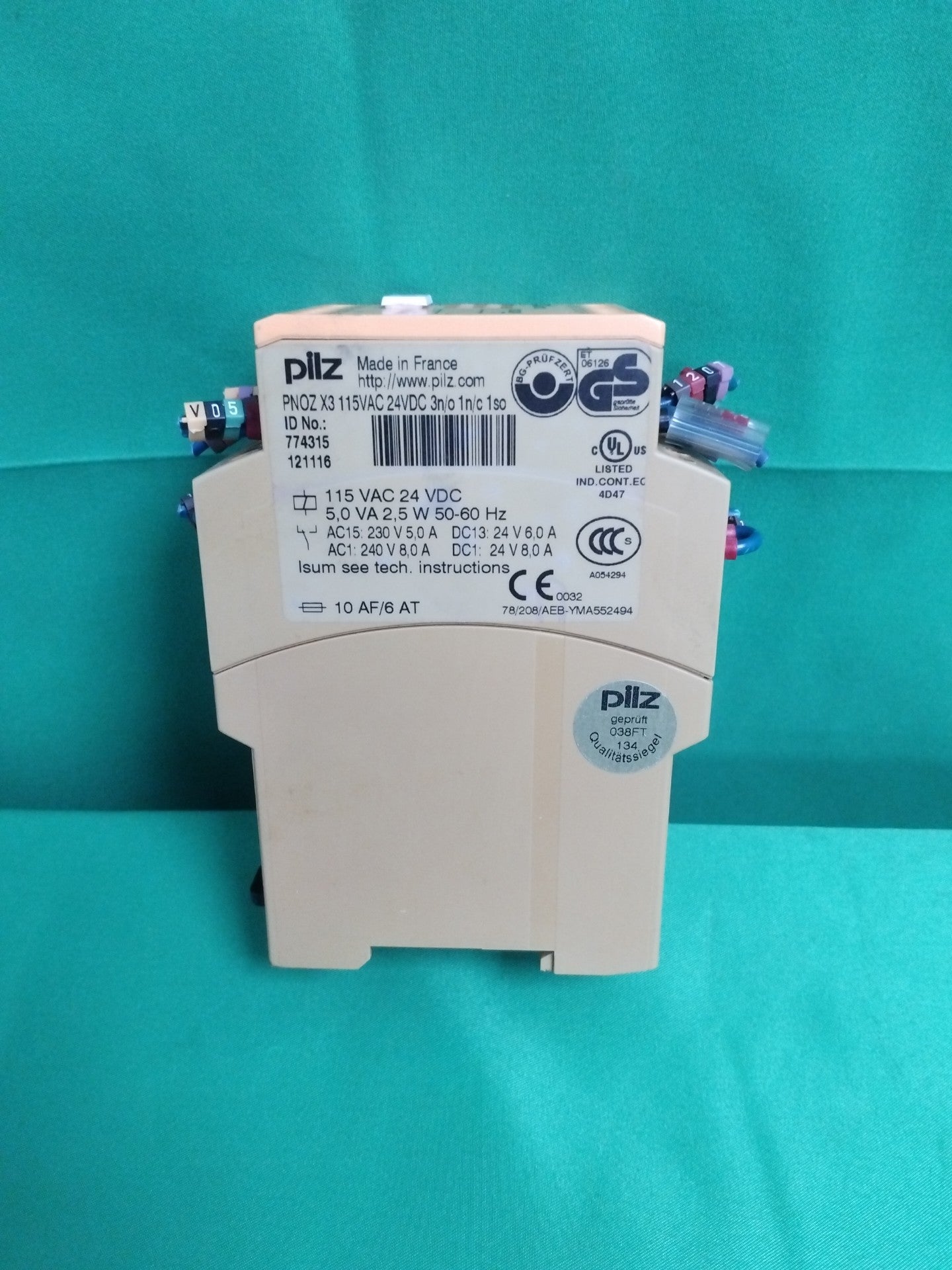 pilz PNOZ X3 115VAC 24VDC 3N/O 1N/C 1SO PNOZX3115VAC24VDC3NO1NC1SO