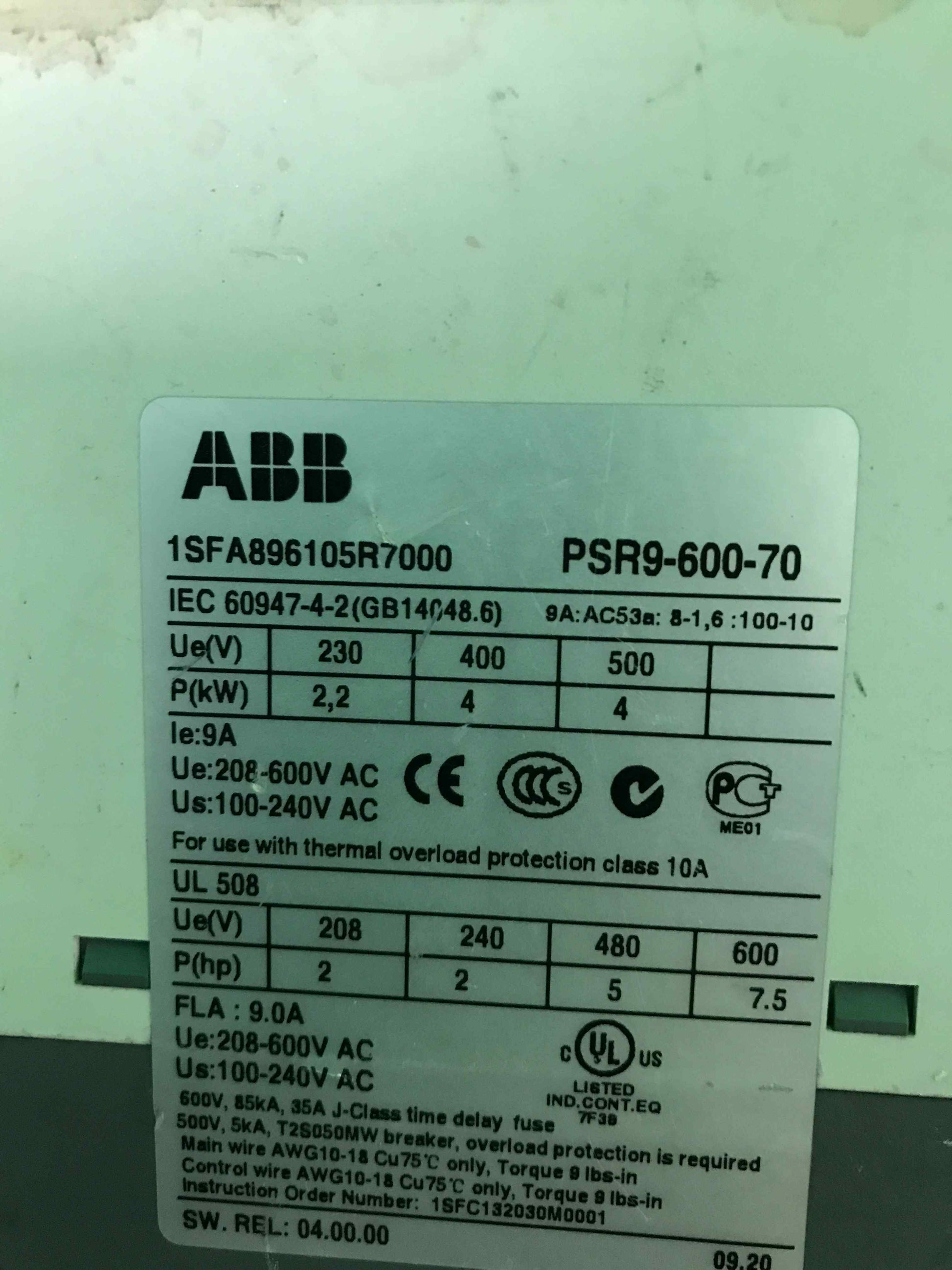 ABB PSR9-600-70 PSR960070 1SFA986105R7000