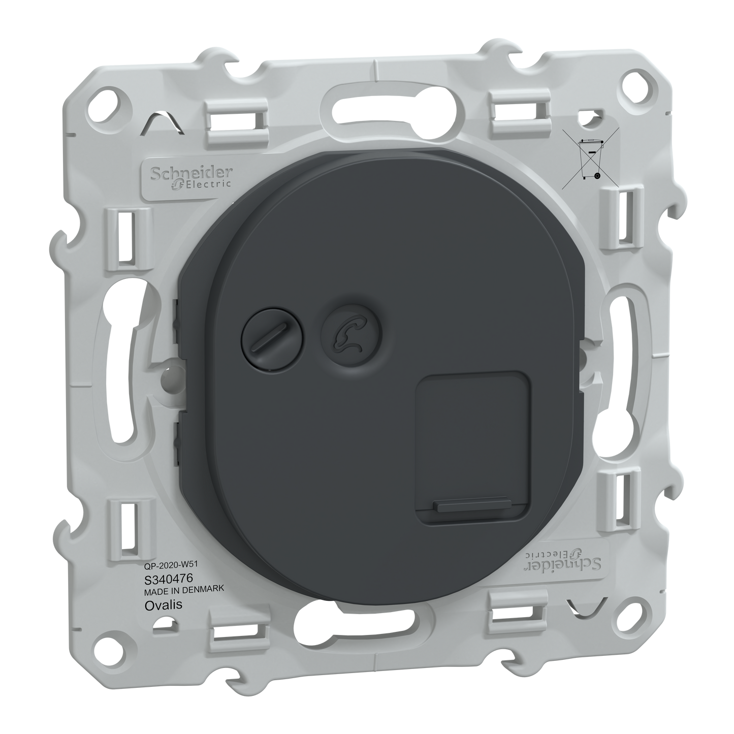 Schneider Electric-S340476W-Reconditionné - Ovalis - prise RJ45 cat.6 STP -grade 2TV min à grade 3TV - Anth.