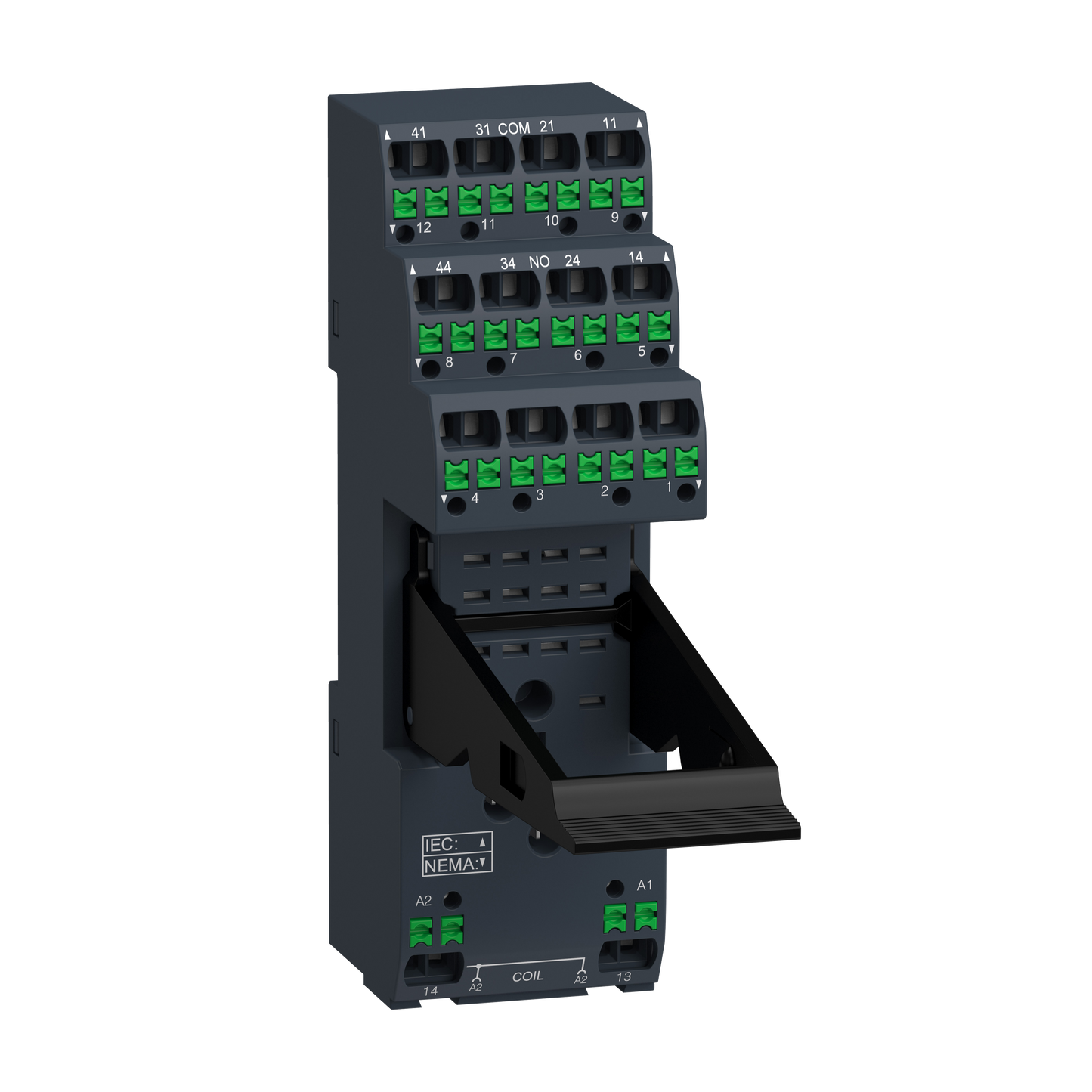 Schneider Electric-RXZE14P-RXZ push-in socket with clamp, separate contact, for RXM2/RXM4 relays