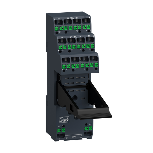 Schneider Electric-RXZE14P-RXZ push-in socket with clamp, separate contact, for RXM2/RXM4 relays