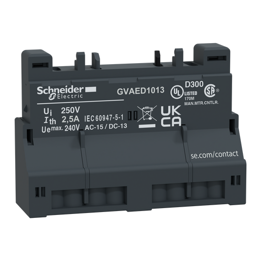 Schneider Electric-GVAED1013-TeSys GV - Block additif frontal 1 no 1 no defaut version borne ressort