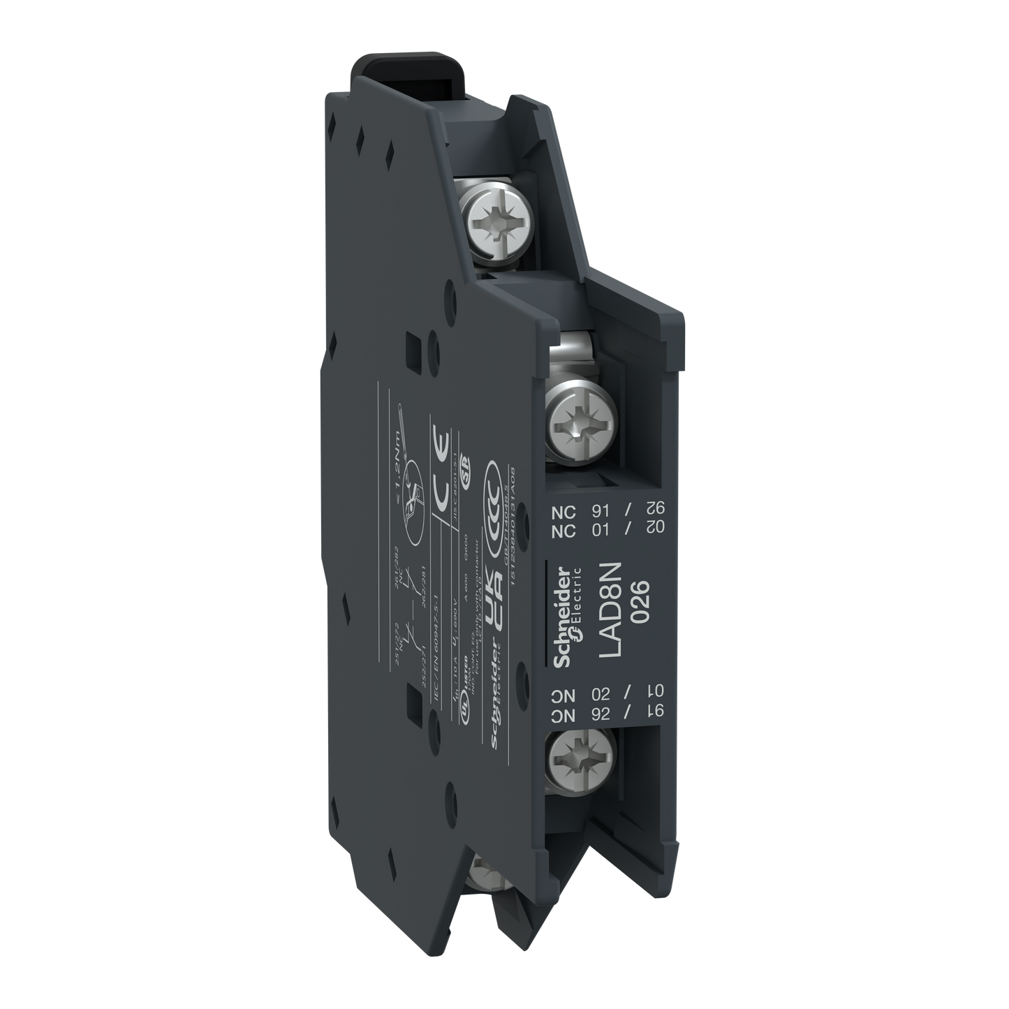 Schneider Electric-LAD8N026-TeSys D - bloc contacts auxiliaires latéraux - 0F+2O - cosses fermées