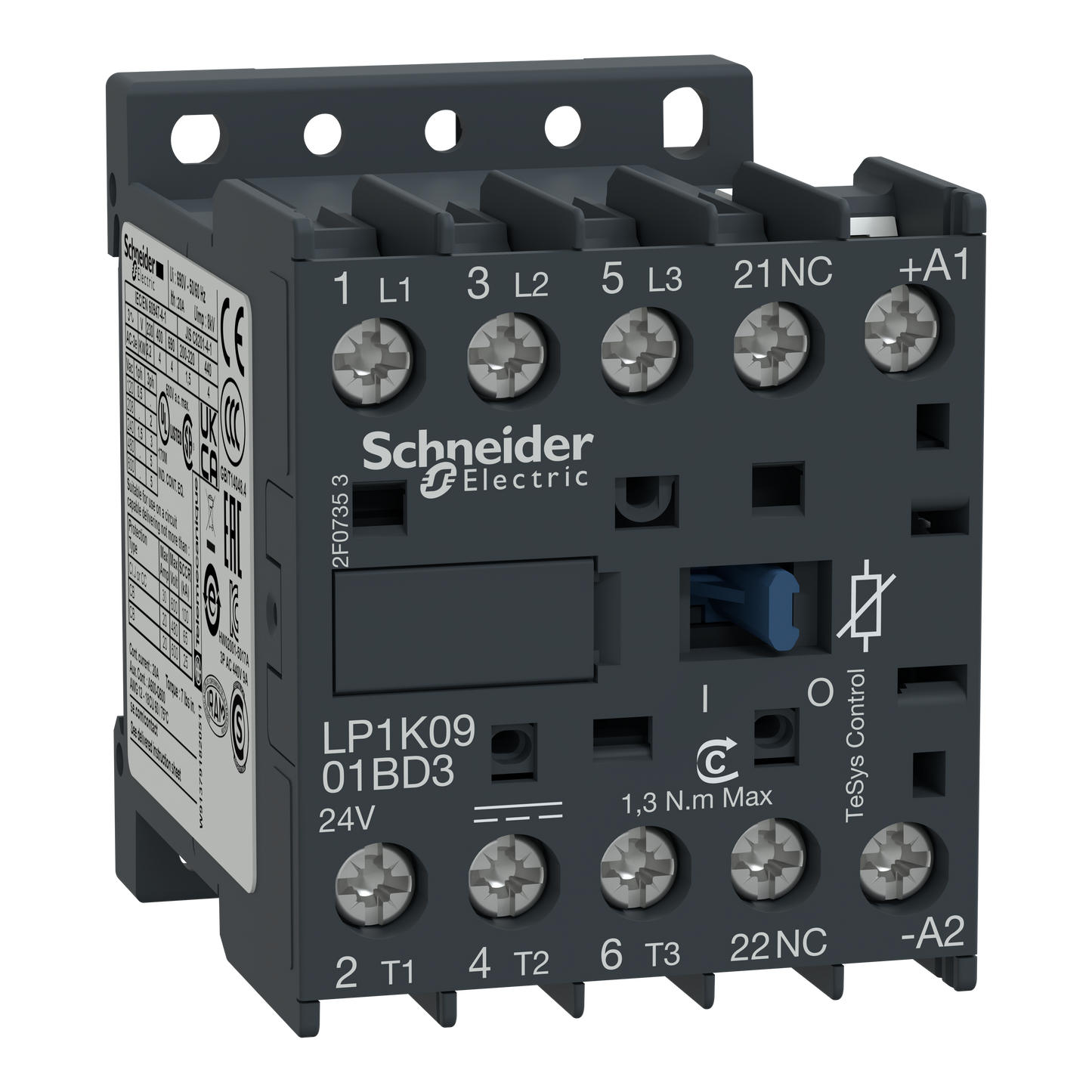 Schneider Electric-LP1K0901SD3-TeSys LP1K - contacteur - 3P - AC-3 440V - 9A - bobine 72Vcc