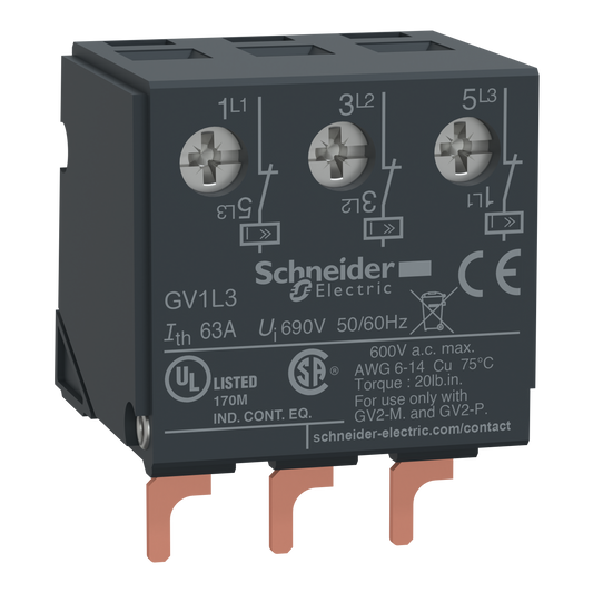 Schneider Electric-GV1L3-Tesys GV2 - limiteur additif 63A - pour disj. moteur - à la partie supérieure