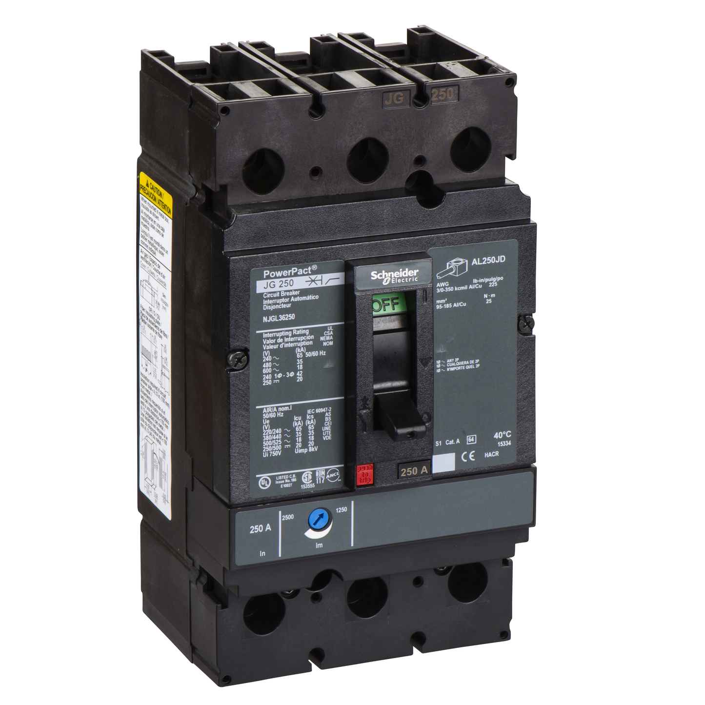 Schneider Electric-NJGL36250-PowerPact J - disjoncteur 250A - avec bornes - 35kA - TMD - 250 A - 3P 3d