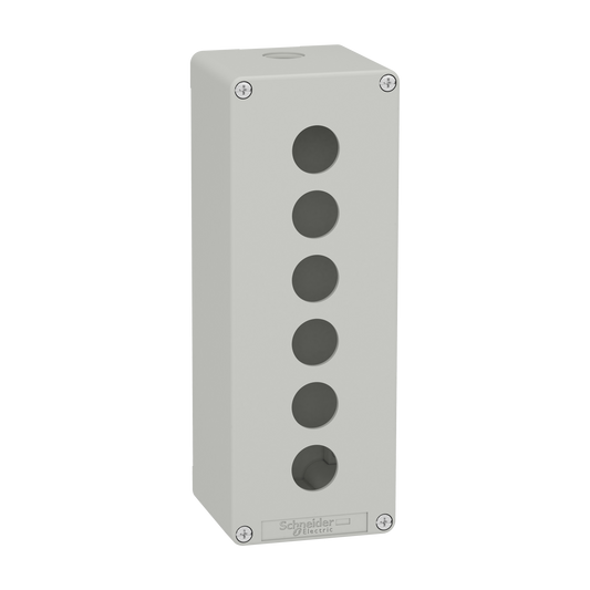 Schneider Electric-XAPD4506-Boite métal vide grise - M25 x1 - 6 trous 22 mm - 80x220x77 mm