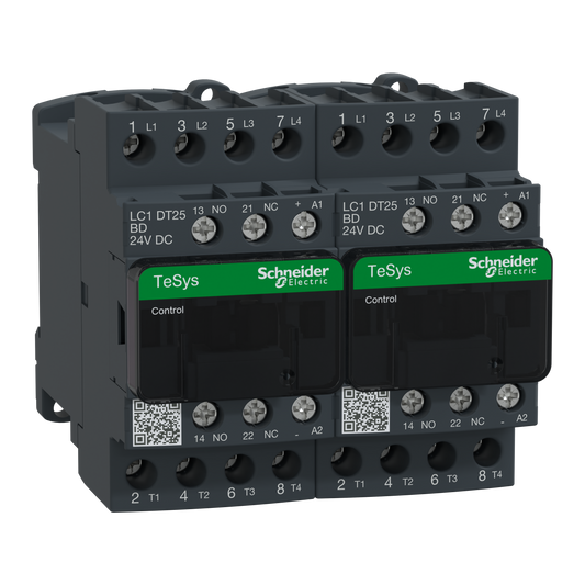 Schneider Electric-LC2DT25BD-TeSys LC2D - contacteur inverseur - 4P - AC-1 440V - 25A - bobine 24Vcc