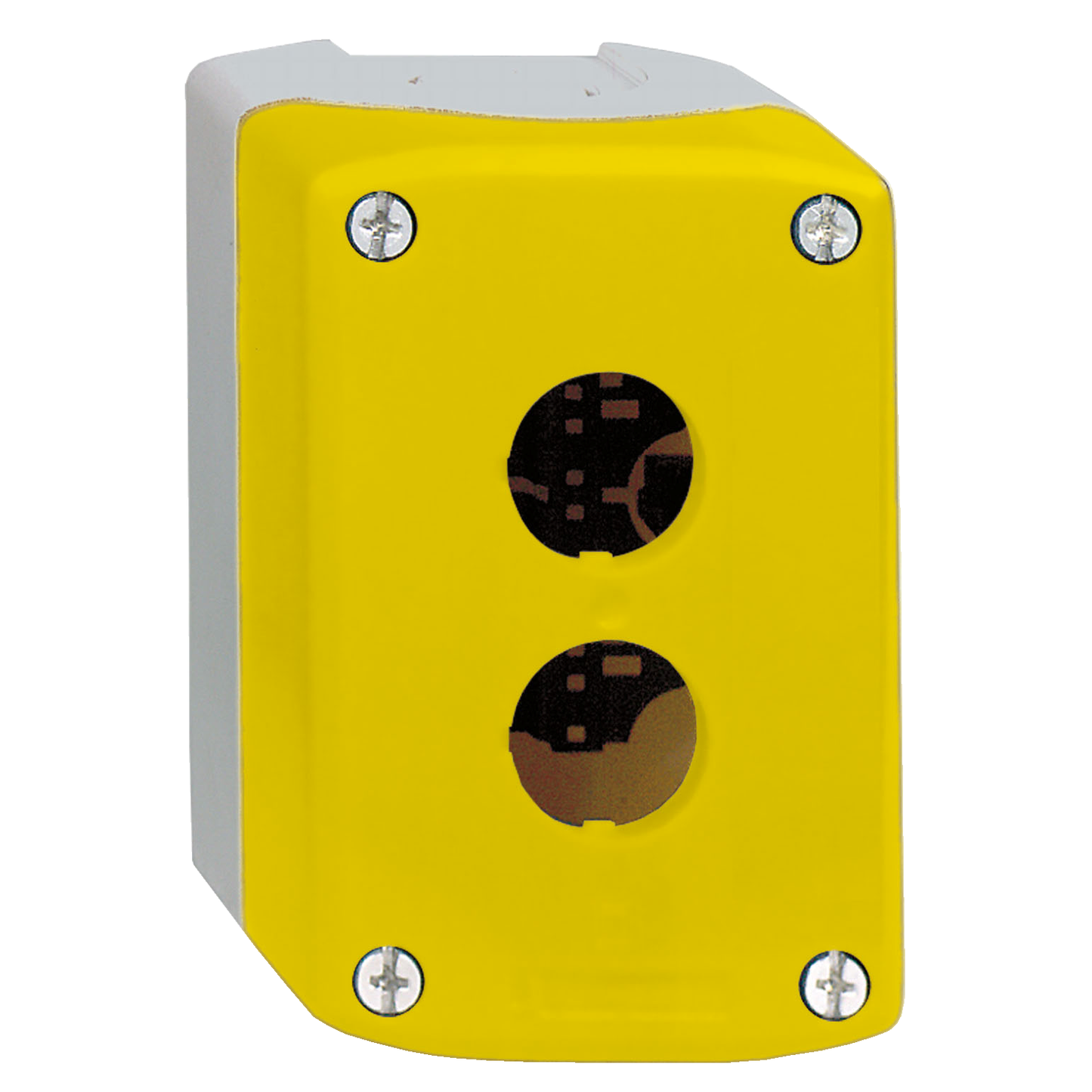 Schneider Electric-XALK02-Harmony boite - 2 trous - couvercle jaune - fond gris clair