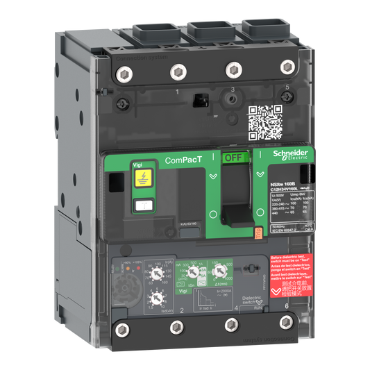 Schneider Electric-C11H34V025L-ComPacT NSXmH - disjoncteur Vigi - MicroLogic 4.1 25A - 3P3D - 70kA - EverLink