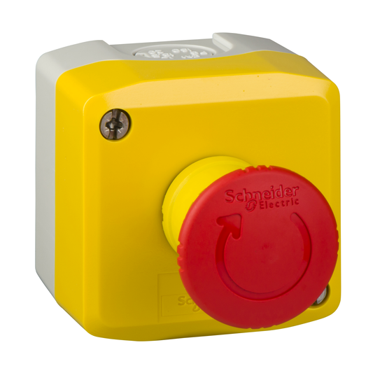 Schneider Electric-XALK178-Harmony XAL - boite jaune arrêt urgence rouge - pousser tourner - 1O - Ø40