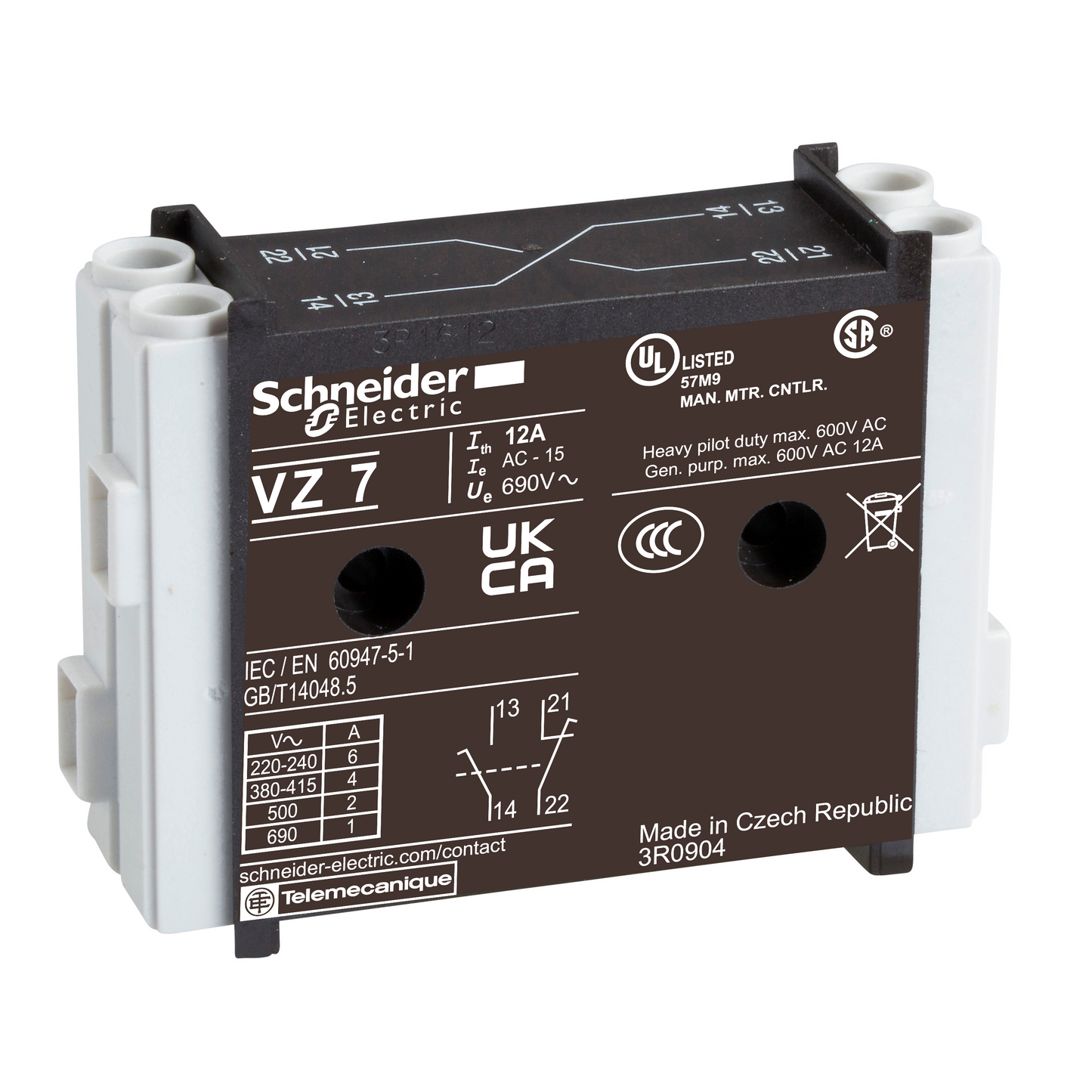 Schneider Electric-VZ7-TeSys Vario - bloc de contacts - 1F fermeture retardée + 1O ouverture avancée