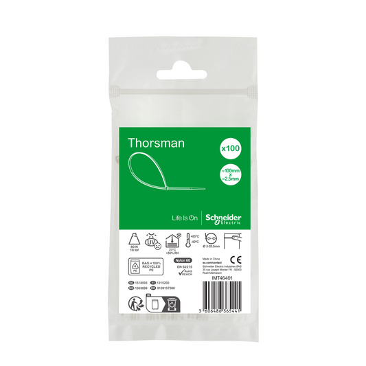 Schneider Electric-IMT46401-Thorsman colliers de serrage 100x2.5 Incolore, 100p