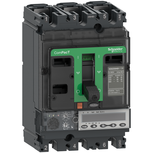 Schneider Electric-C25W46E250-ComPacT NSX250HB2 - Disjoncteur - MicroLogic 6.2E 250A - 4P4D - 100kA - fixe