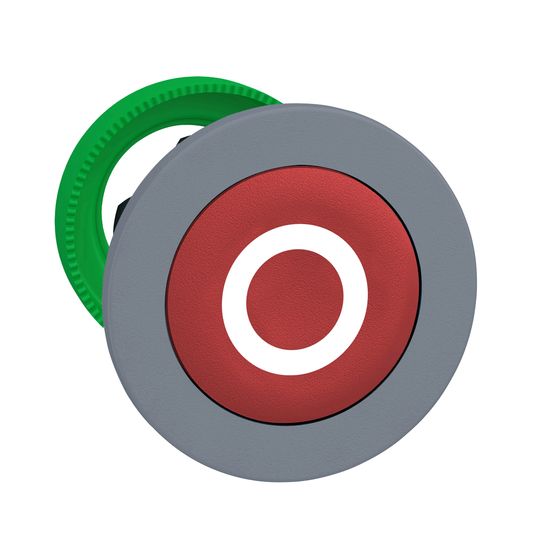 Schneider Electric-ZB5FA432C0-Harmony XB5 - tête bouton poussoir - Ø22 - col flush grise - marqué 'O' - rouge
