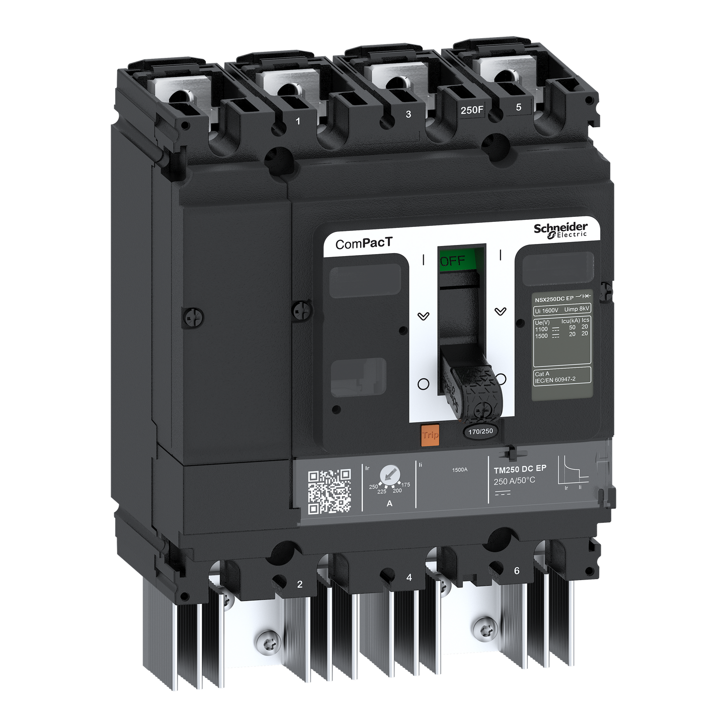 Schneider Electric-C25F4TM250D3-ComPacT NSX250 DC EP - Disjoncteur - TM-DC EP 250A - 4P4D - 50kA - montage fixe