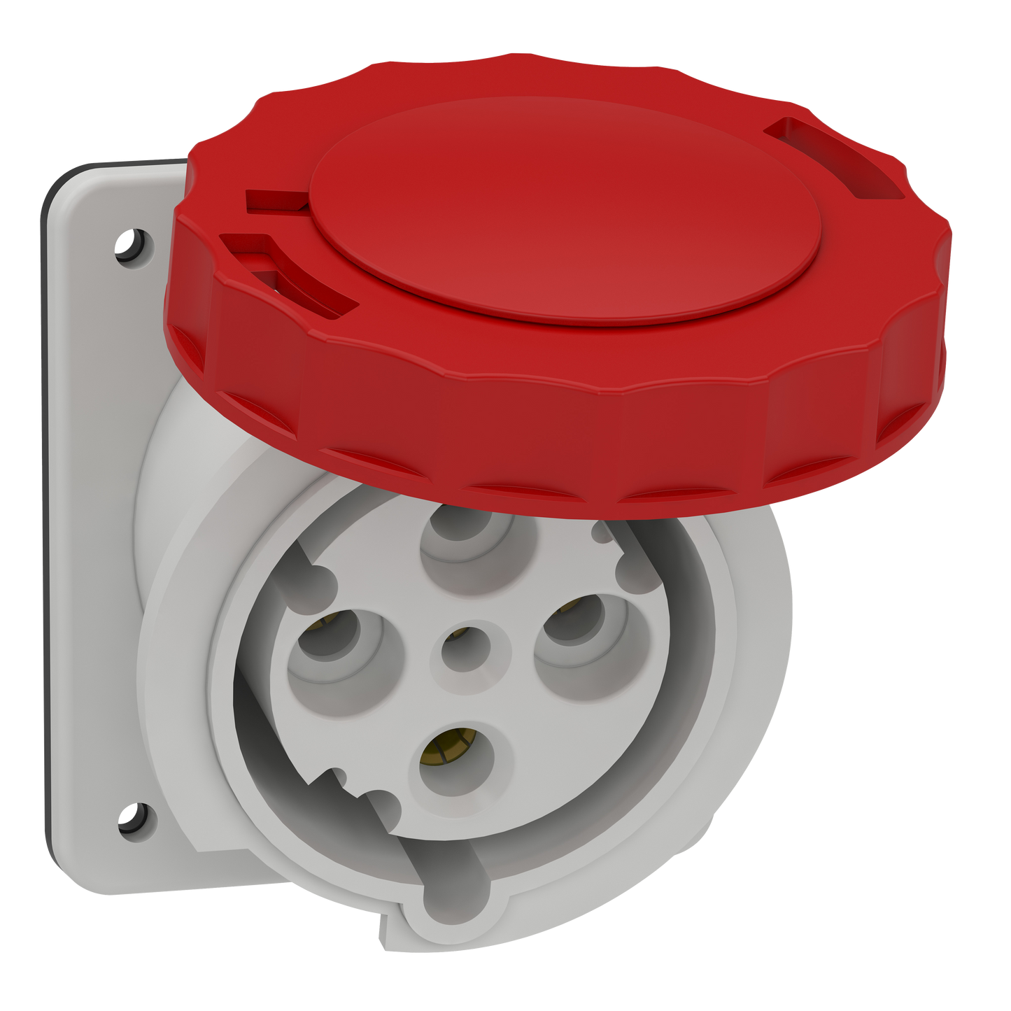 Schneider Electric-81282-Mureva - socle de prise industrielle - CEE 63A 4P 380V 6U - inclinée - IP67