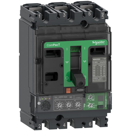 Schneider Electric-C16N34V160-ComPacT NSX160N - Disjoncteur Vigi - MicroLogic 4.2 160A - 3P3D - 50kA - fixe