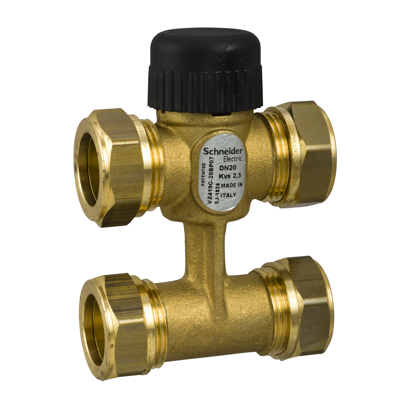 Schneider Electric-VZ419C-20BP07-Vanne 4 voies aiton à compression PN16 DN20 Kv2,5 course 5,5mm