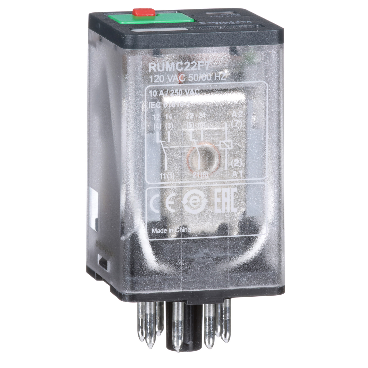Schneider Electric-RUMC22F7-Harmony  RUM - relais universel - embrochab - test - DEL - 2OF - 10A - 120VAC