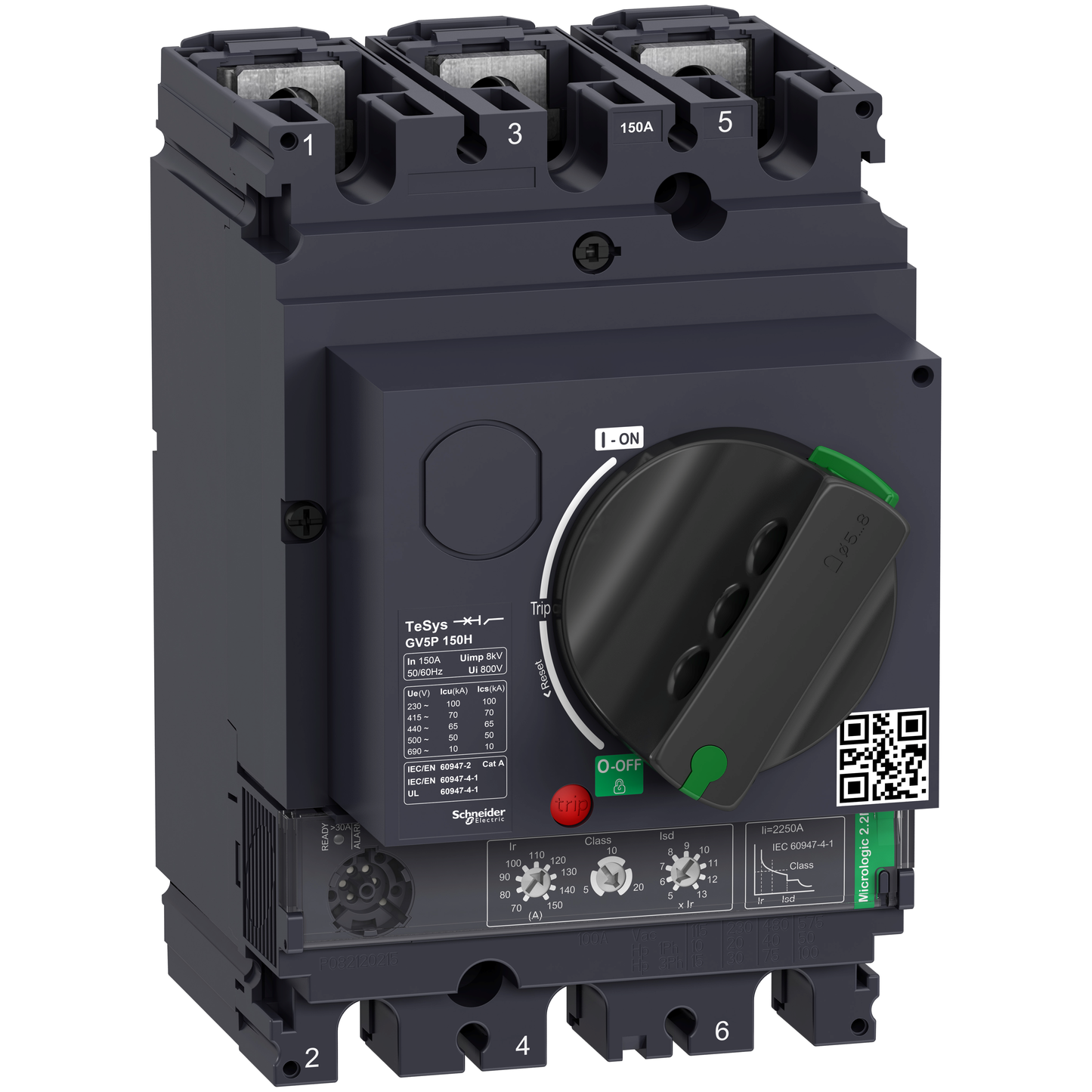 Schneider Electric-GV5P150H-TeSys GV - disjoncteur moteur - 70 à 150A - 70kA - 3P - magnéto-thermique