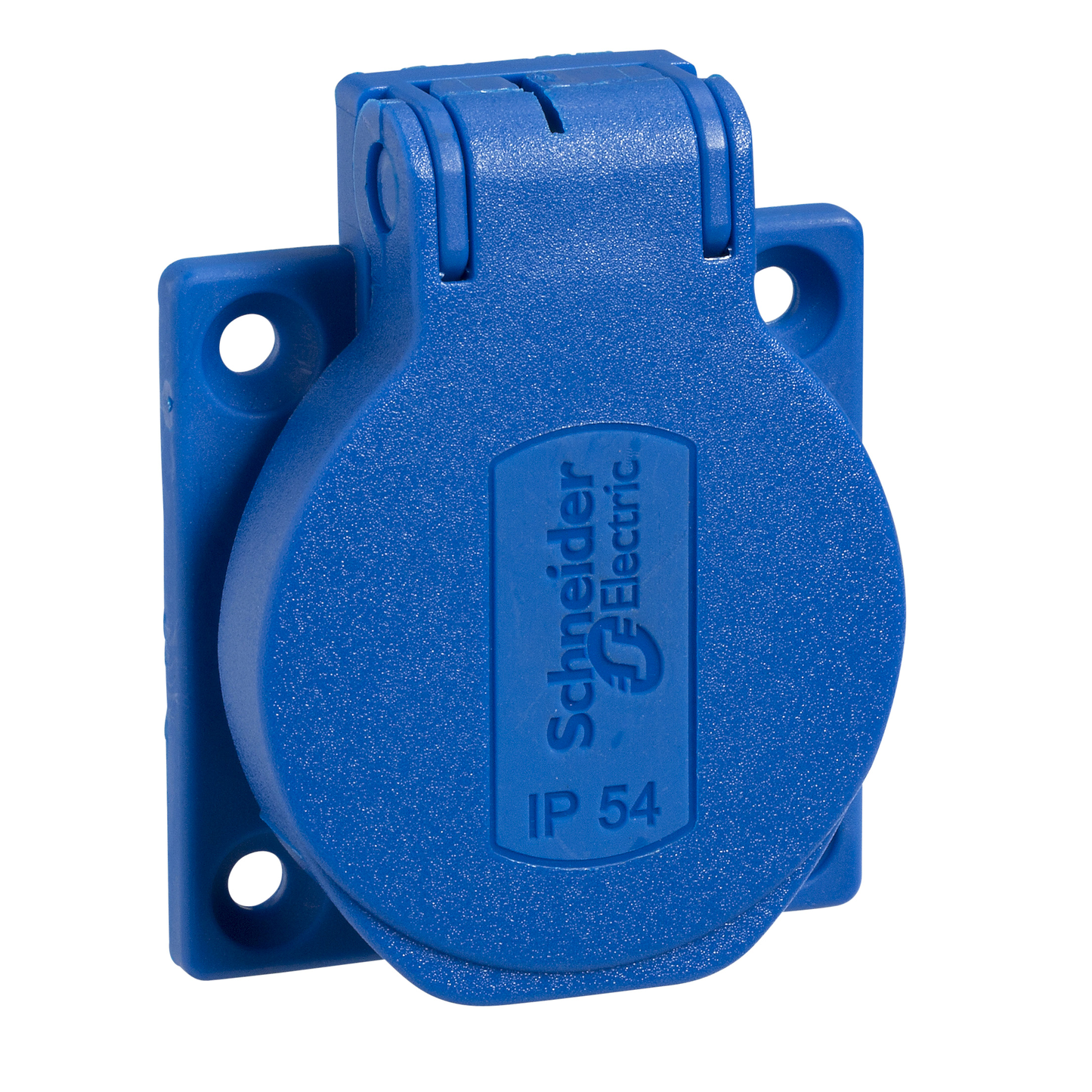 Schneider Electric-PKN51B-Mureva - socle de prise NF 50x50mm - 2P+T 10-16 A - IP54 - connex. arr. - bleu