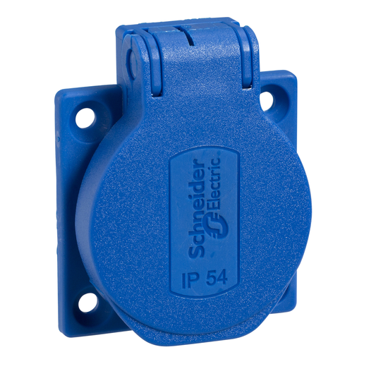 Schneider Electric-PKN51B-Mureva - socle de prise NF 50x50mm - 2P+T 10-16 A - IP54 - connex. arr. - bleu