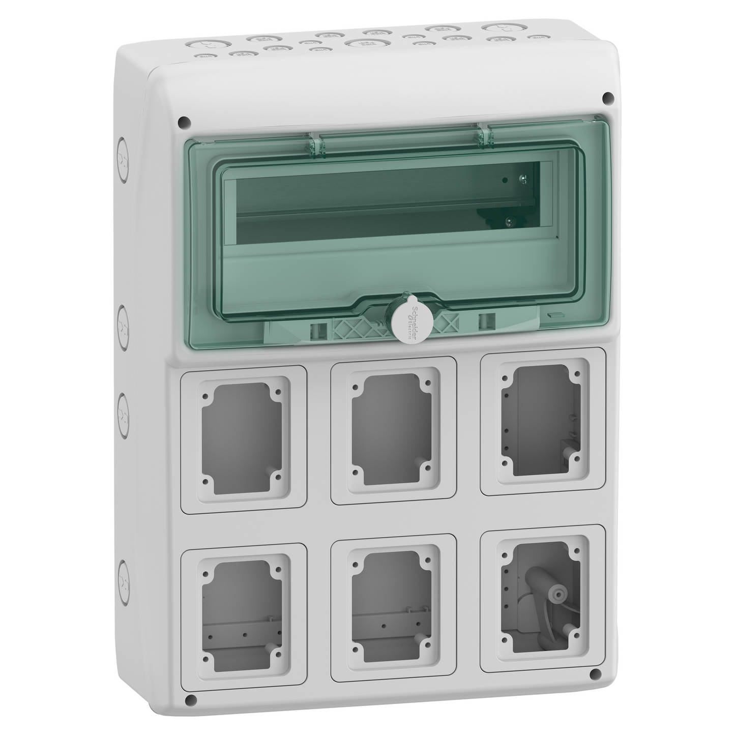 Schneider Electric-13156M-Mureva coffret pour prises IEC 340x460mm 12+1 Modules x 6 Ouvertures 90x100mm