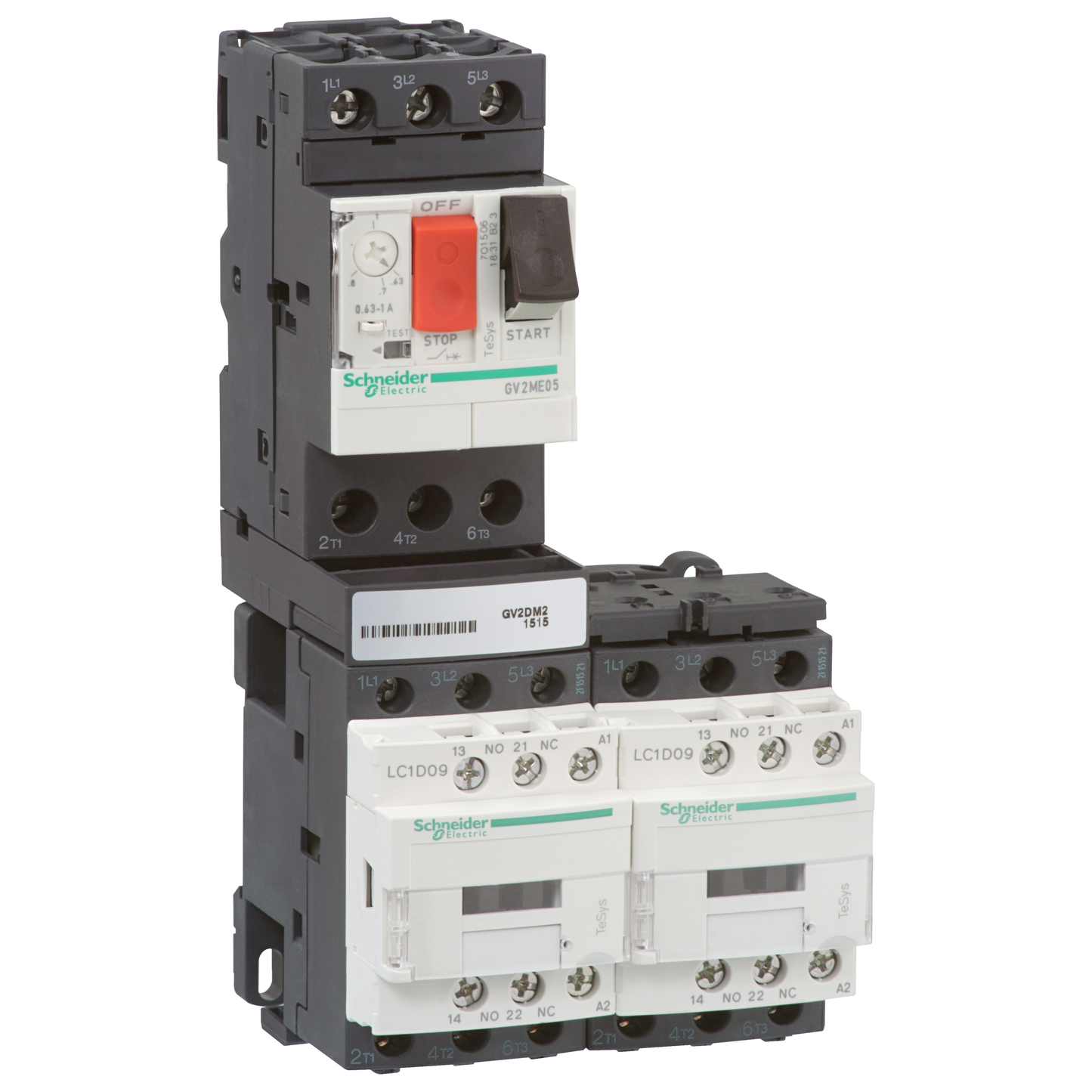 Schneider Electric-GV2DM205BD-TeSys GV2DM - démarreur combiné 2 sens de marche - 0,63..1A - 24Vcc