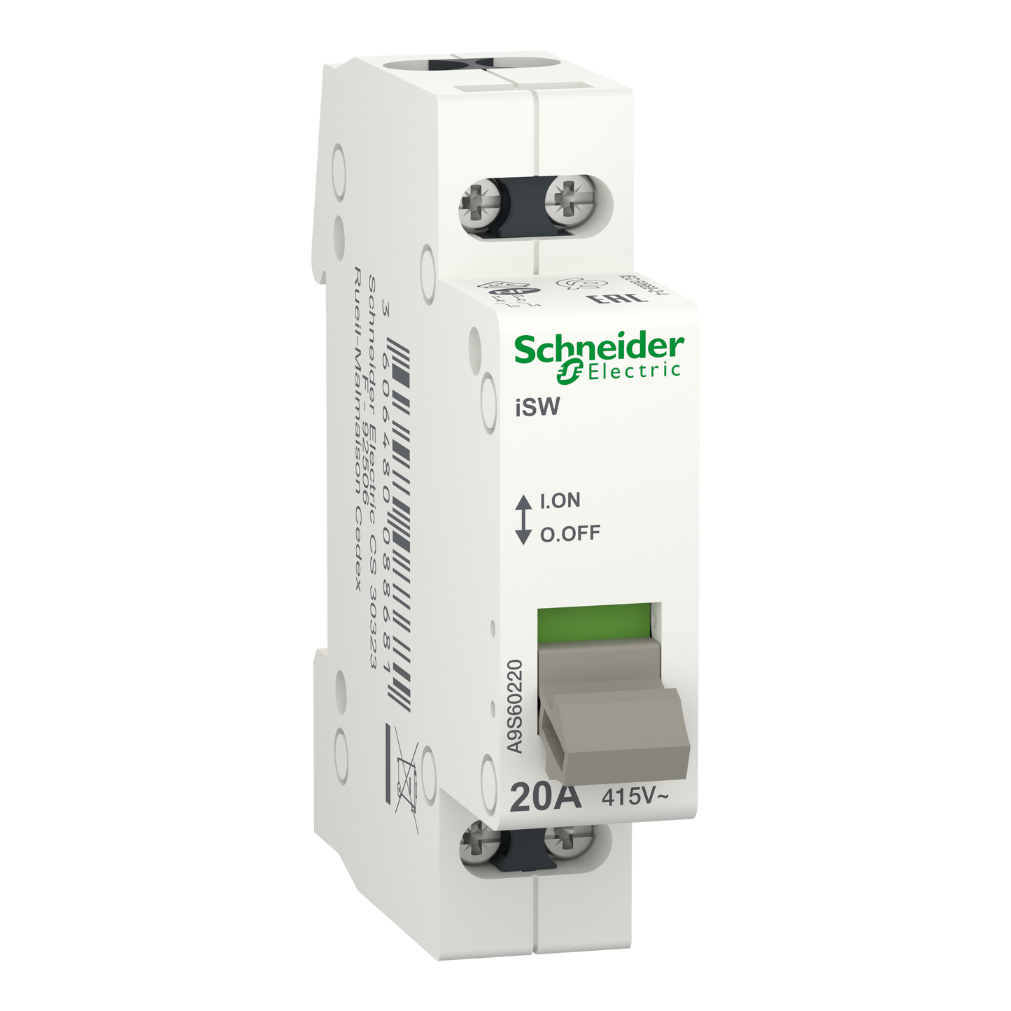 Schneider Electric-A9S60220-Acti9, iSW interrupteur de commande 2P 20A 415VCA