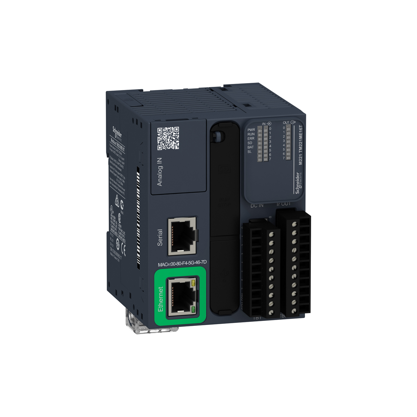 Schneider Electric-TM221ME16T-Modicon M221 Book, contrôleur 16E/S PNP, port Ethernet+série, 24VCC, vis