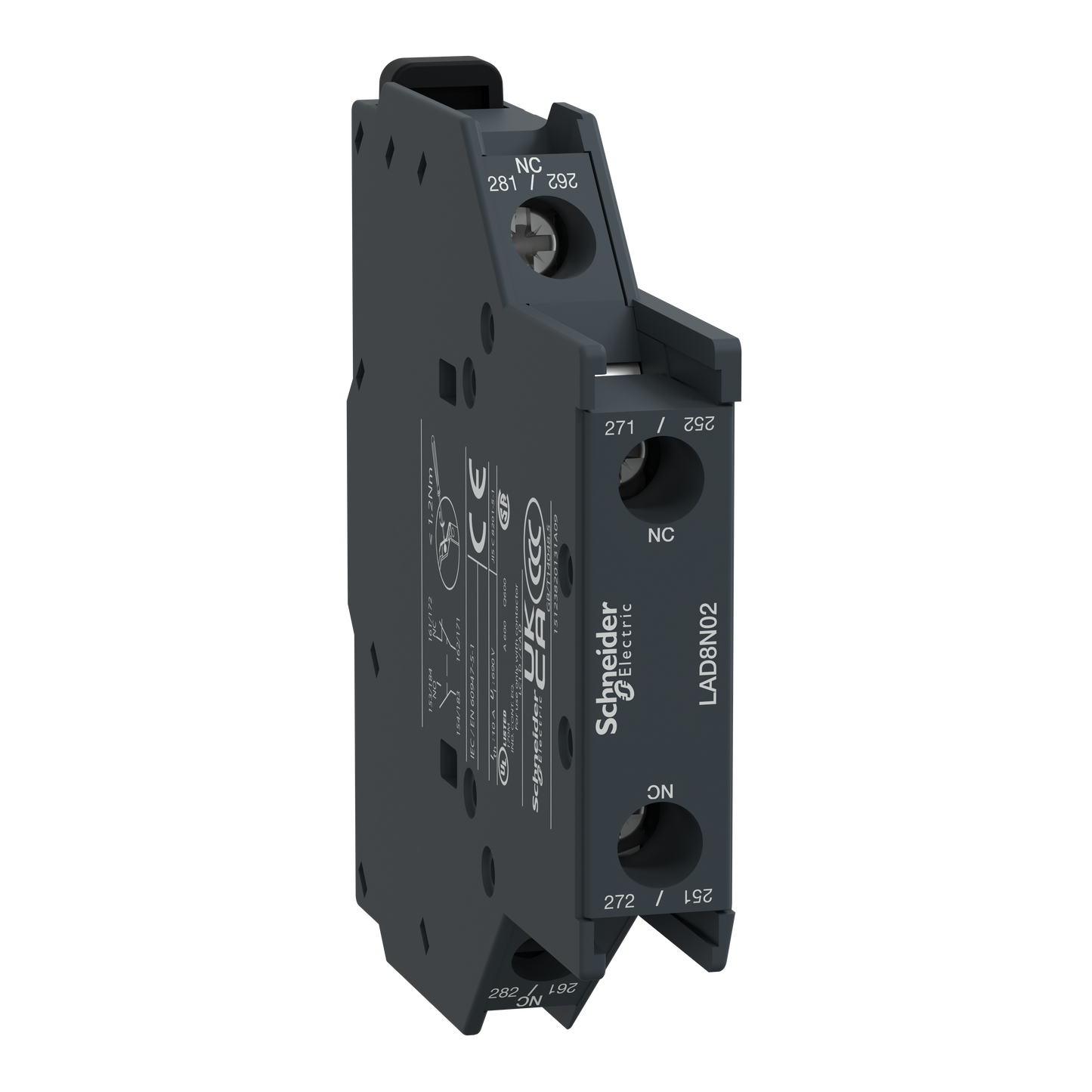 Schneider Electric-LAD8N02-TeSys D - bloc contacts auxiliaires latéraux - 0F+2O - bornes vis-étriers