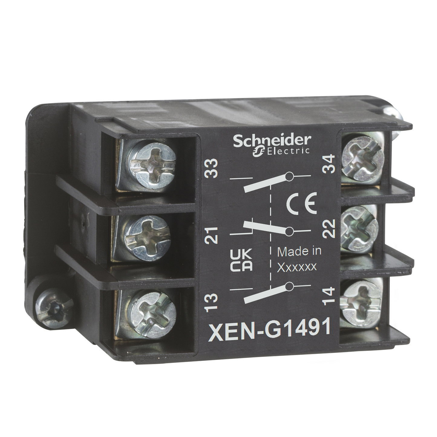 Schneider Electric-XENG1491-Harmony XAC - bloc contact à rappel - 1O+2F - montage frontal - vitesse simple