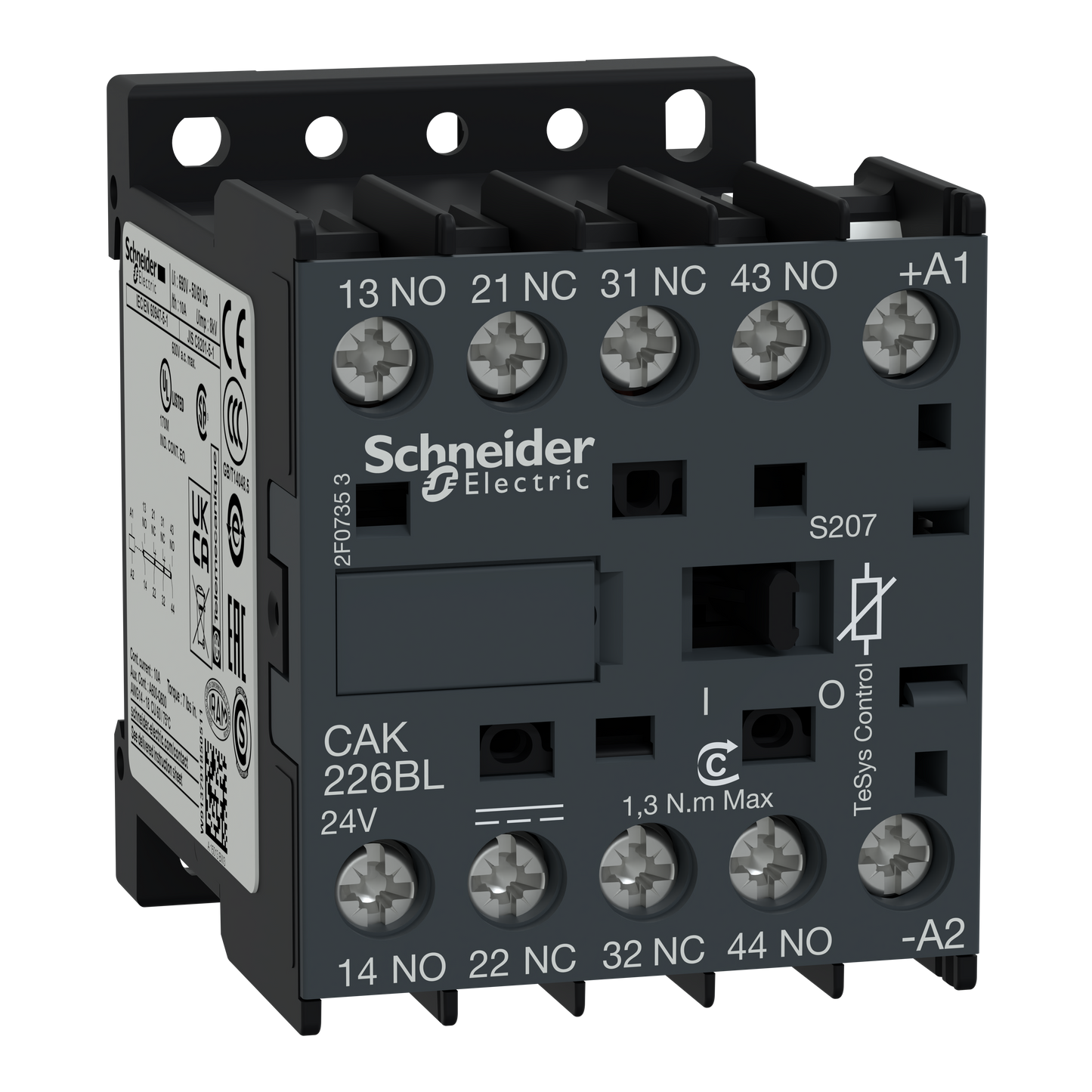 Schneider Electric-CAK226BLS207-TeSys K - contacteur auxiliaire - 2F+2O - 24VBC - cosses fermées ferroviaire