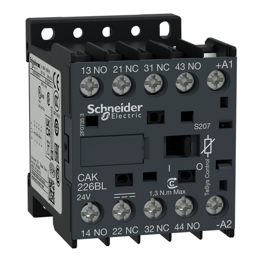 Schneider Electric-CAK226BLS207-TeSys K - contacteur auxiliaire - 2F+2O - 24VBC - cosses fermées ferroviaire