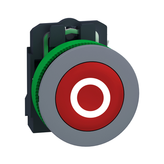 Schneider Electric-XB5FA4322C0-Harmony XB5 - bouton poussoir - Ø22 - col flush grise - marqué - rouge - 1O