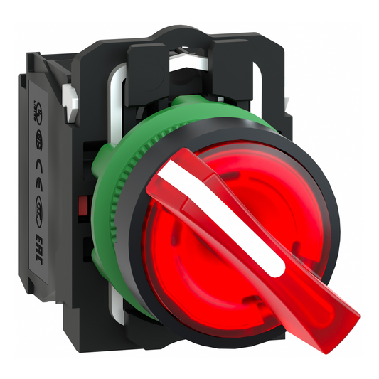 Schneider Electric-XB5AW34G5C0-Harmony XB5 - bouton poussoir lum - Ø22 - col grise - rouge - 1O+1F - 110V