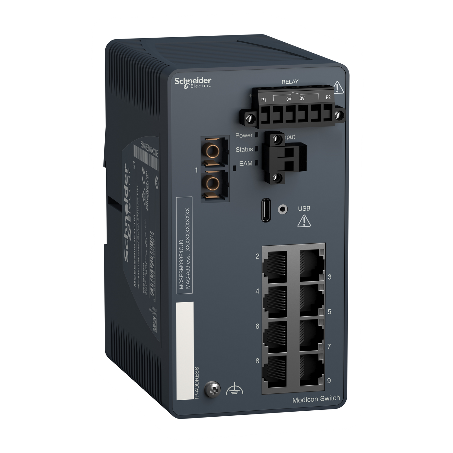 Schneider Electric-MCSESM093F1CU0-Modicon Switch administré - 8 ports cuivre & 1 port fibre multimode