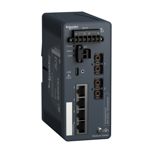 Schneider Electric-MCSESM063F2CS0-Modicon Switch administré - 4 ports cuivre & 2 ports fibre monomode